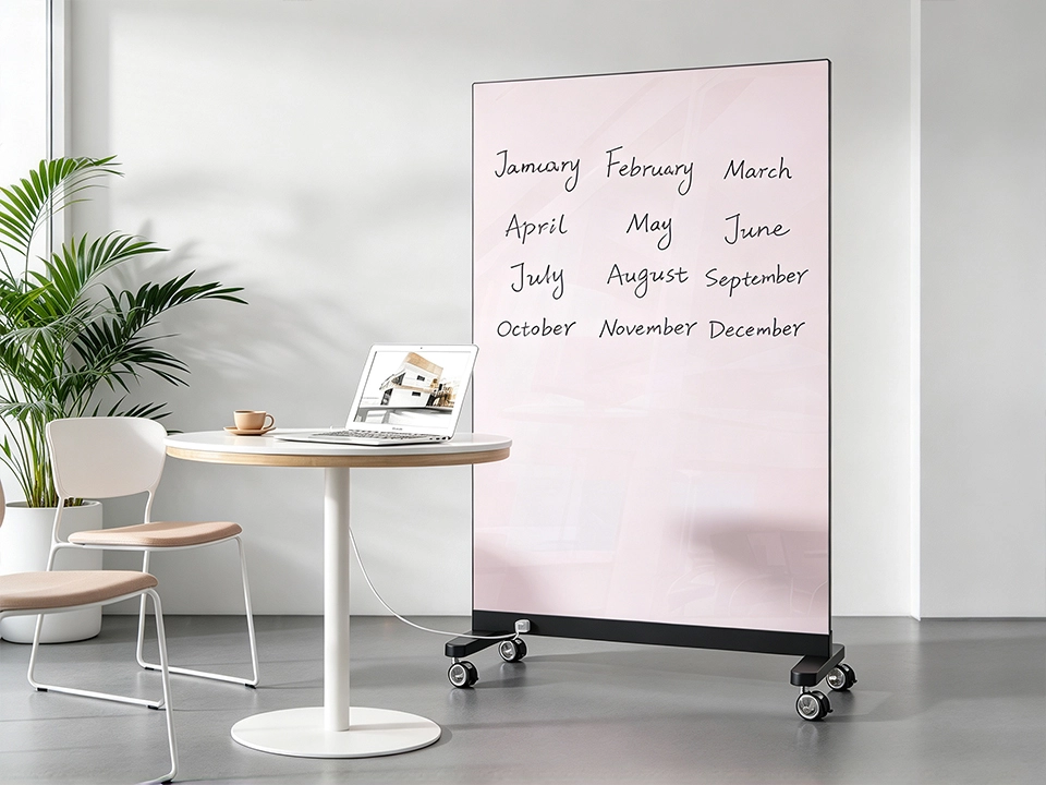 Mobile White Writing Board with 4 Castors