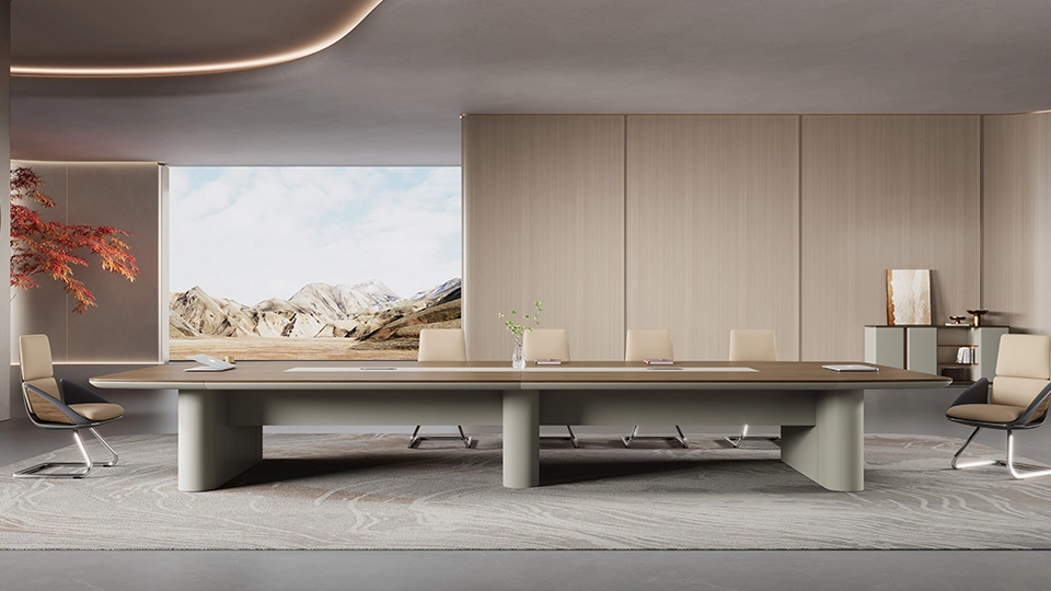Modern Conference Table with Wood Veneer Painted Finish