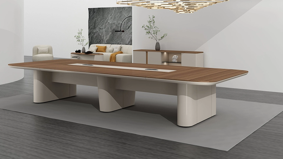 Modern Conference Table with Wood Veneer Painted Finish