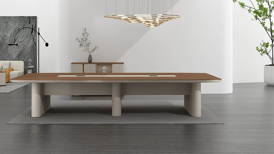 Modern Conference Table with Wood Veneer Painted Finish