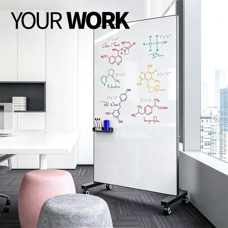 Mobile White Writing Board with 4 Castors
